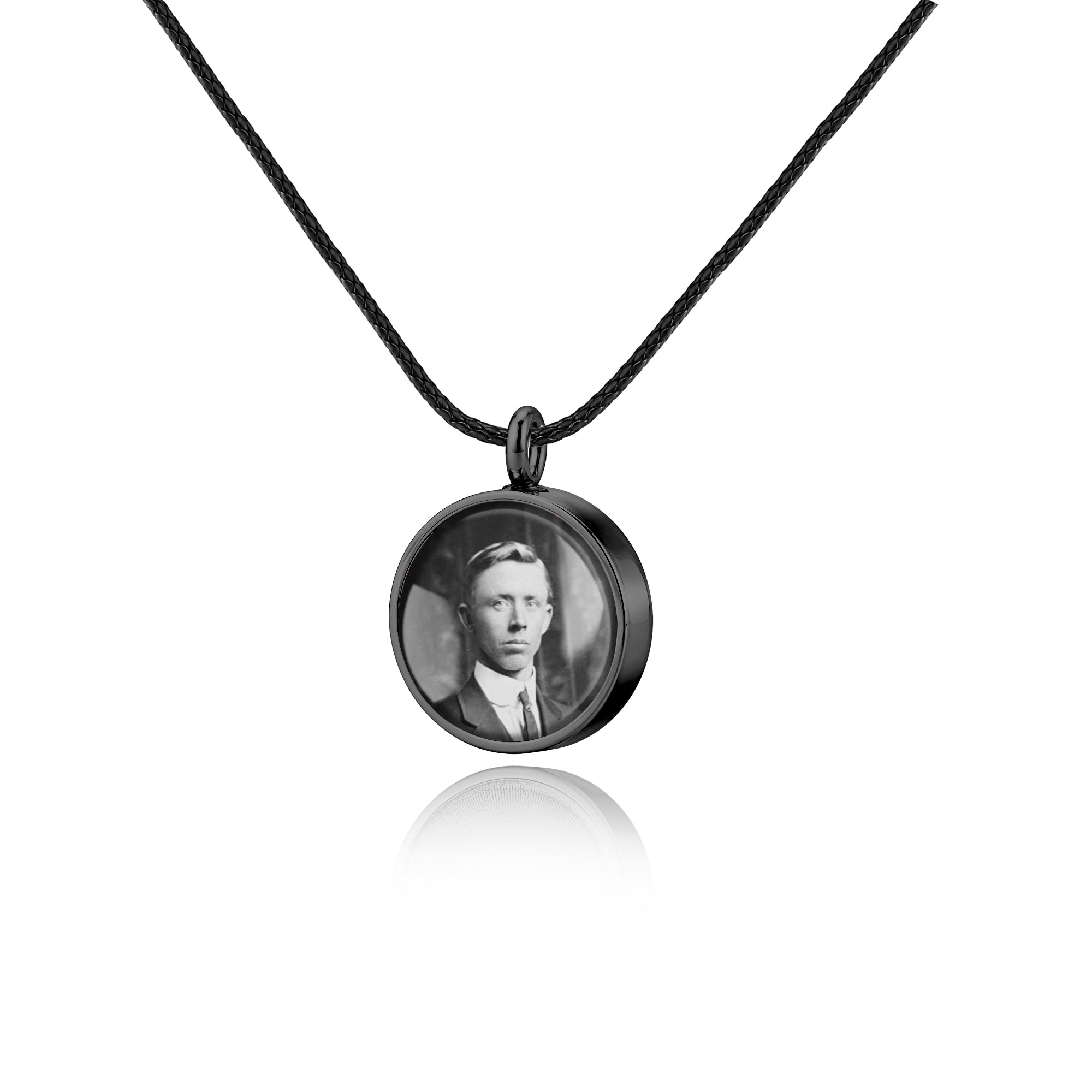 Round Pet Memorial Ashes Holder Necklace with Photo