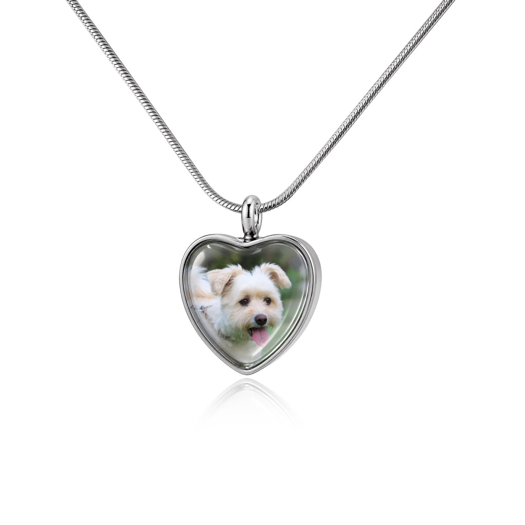 Heart Memorial Ashes Holder Necklace with Photo