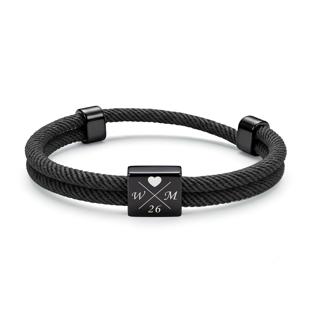 Custom Engraved Men's Adjustable Rope Bracelet