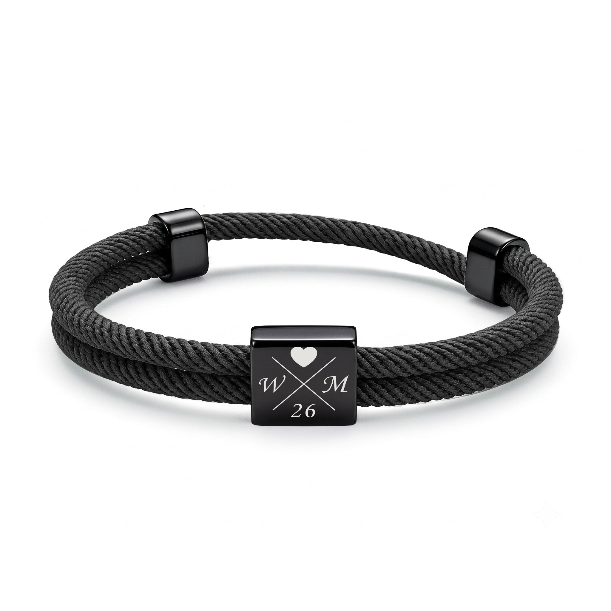 Custom Engraved Men's Adjustable Rope Bracelet