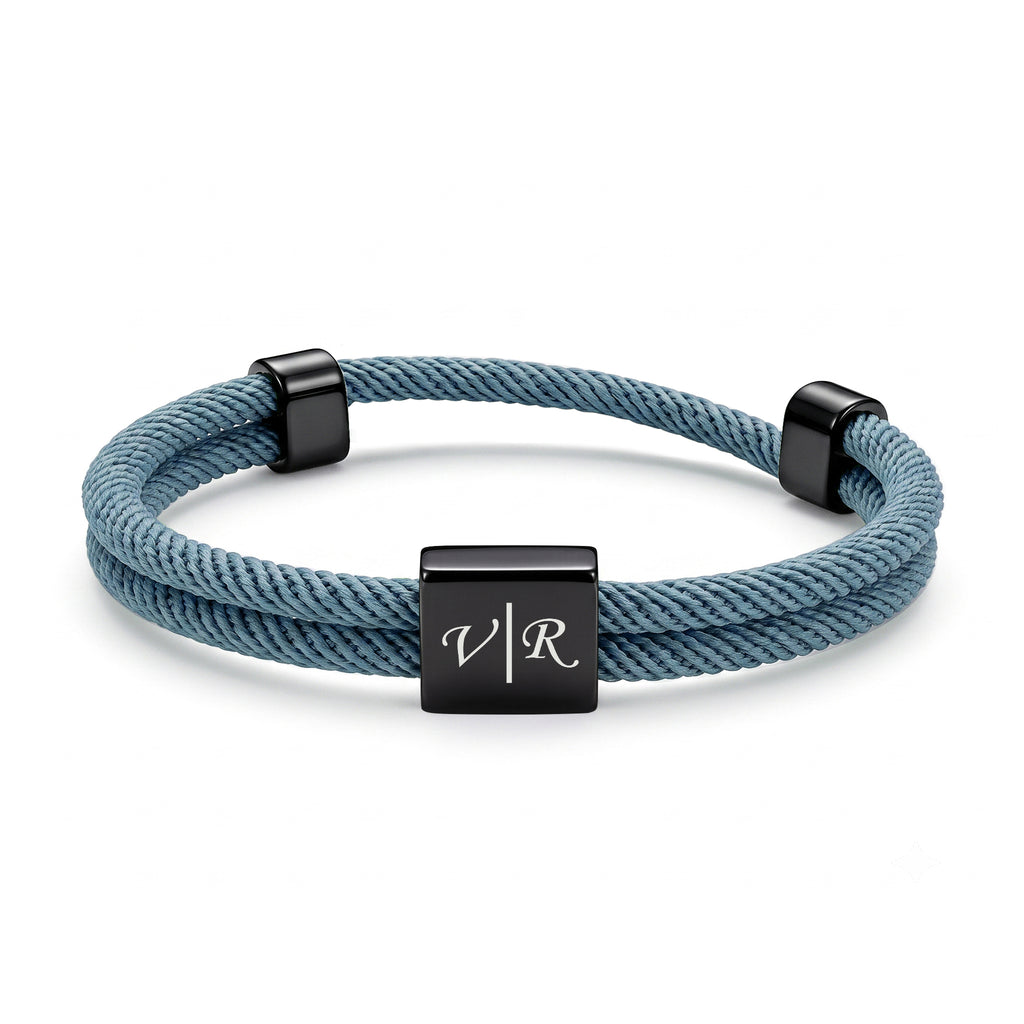 Custom Engraved Men's Adjustable Rope Bracelet