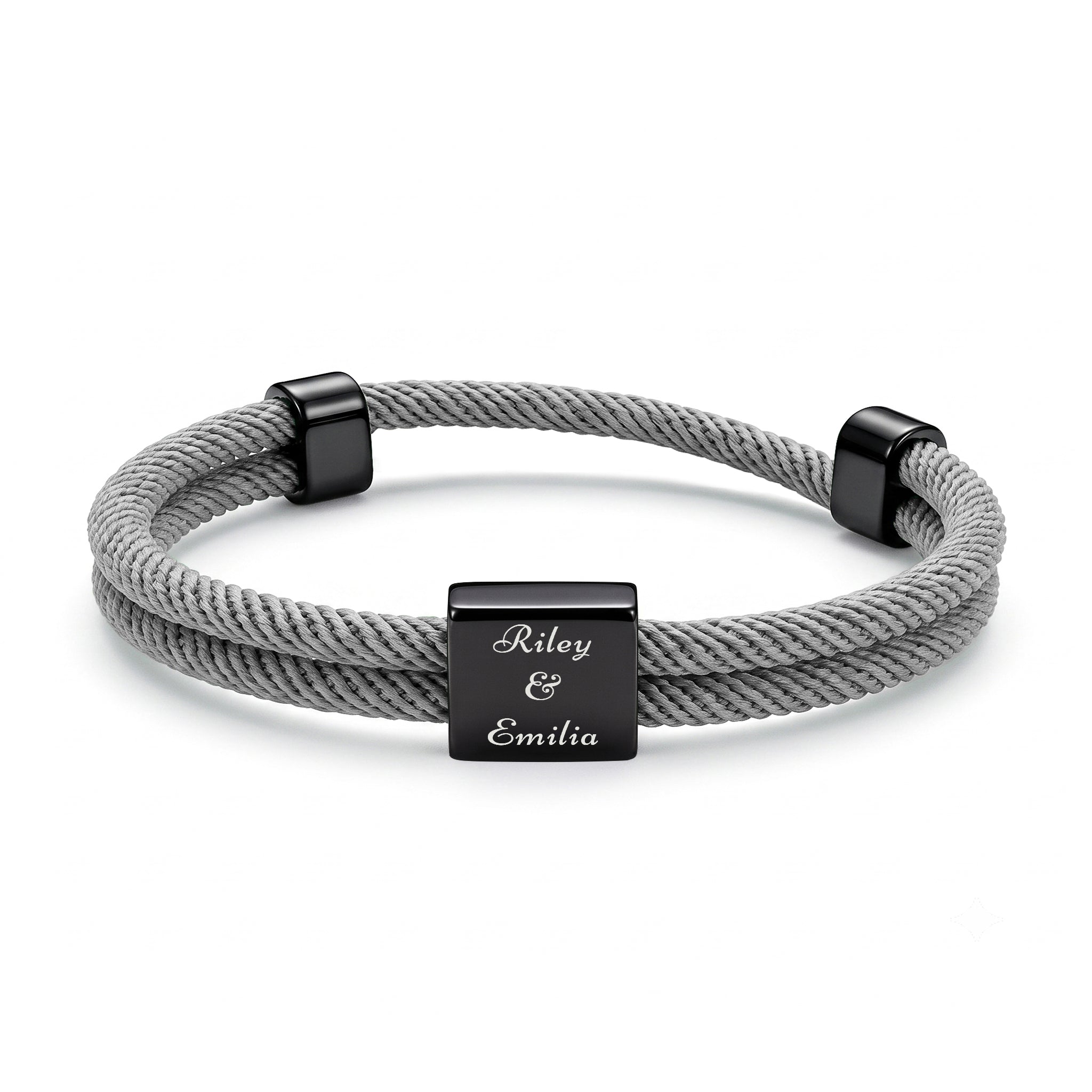 Custom Engraved Men's Adjustable Rope Bracelet