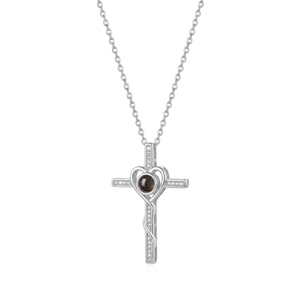 Personalized Cross Photo Projection Necklace
