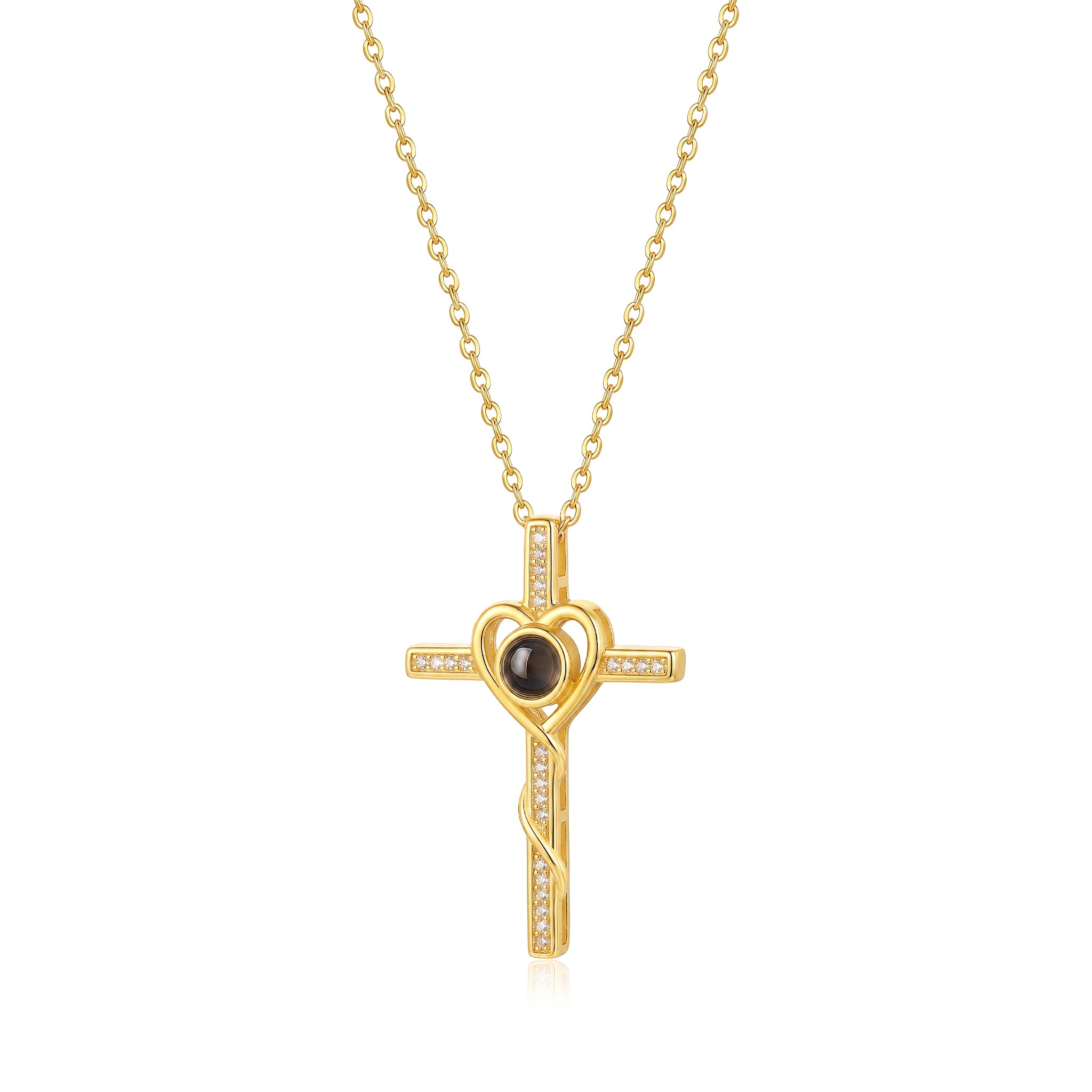 Personalized Cross Photo Projection Necklace