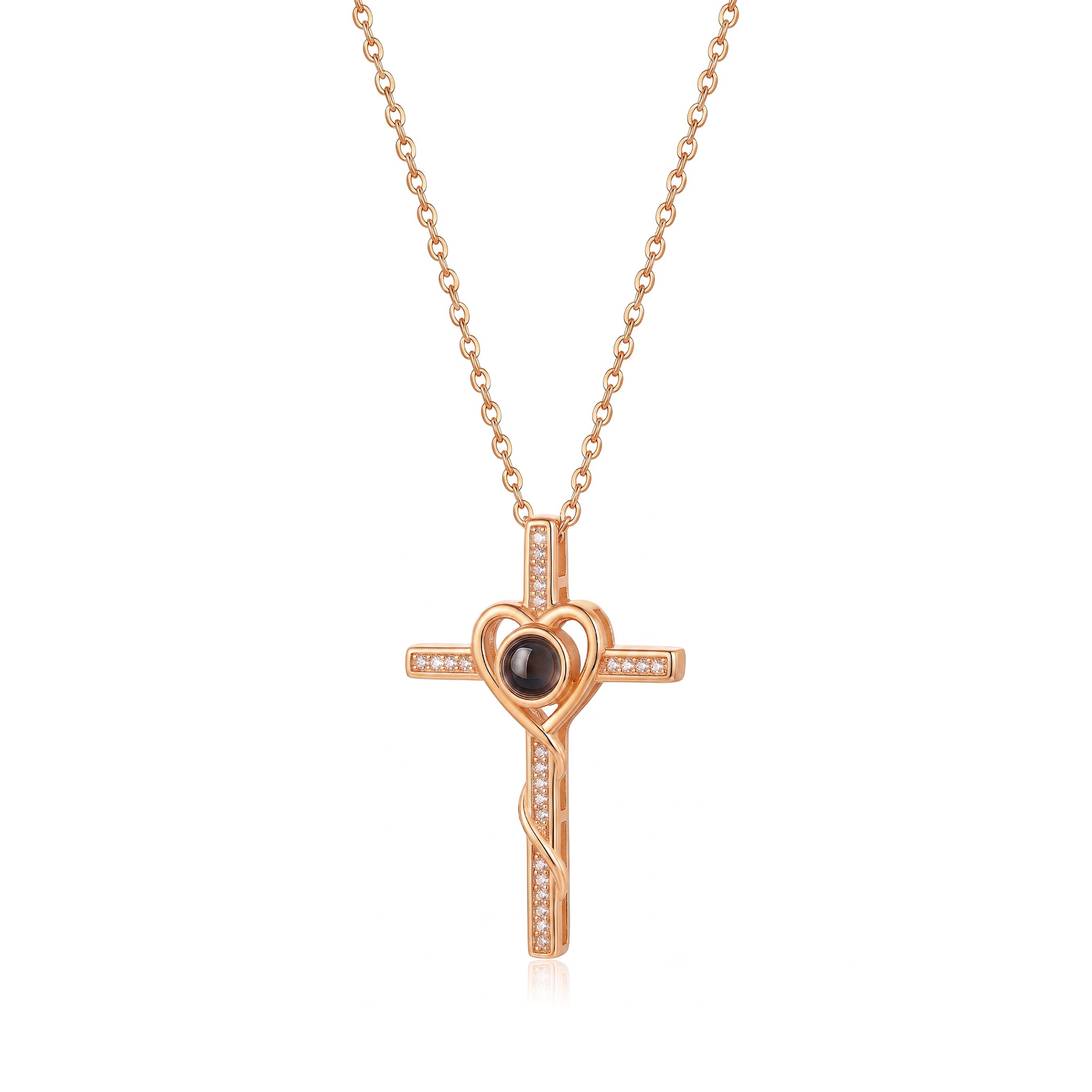 Personalized Cross Photo Projection Necklace