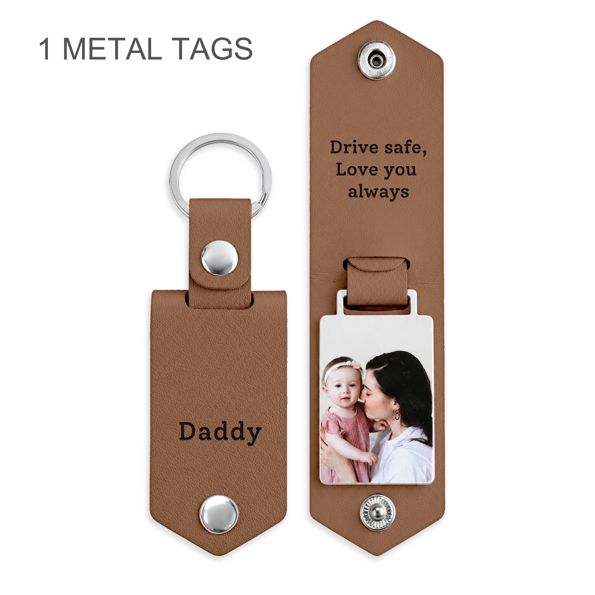 Personalized Men's Leather Photo Keychain
