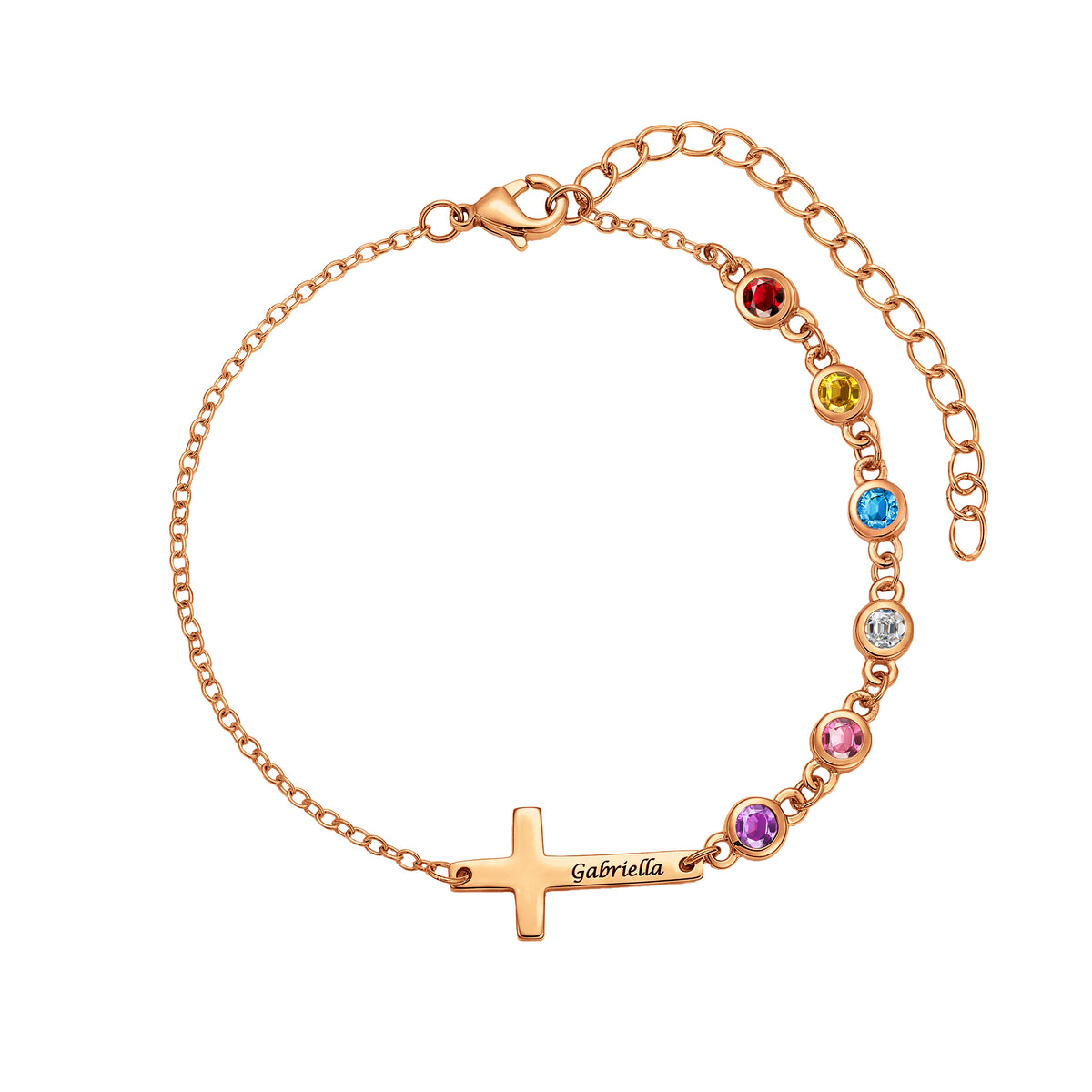 Custom Cross Birthstone Bracelet