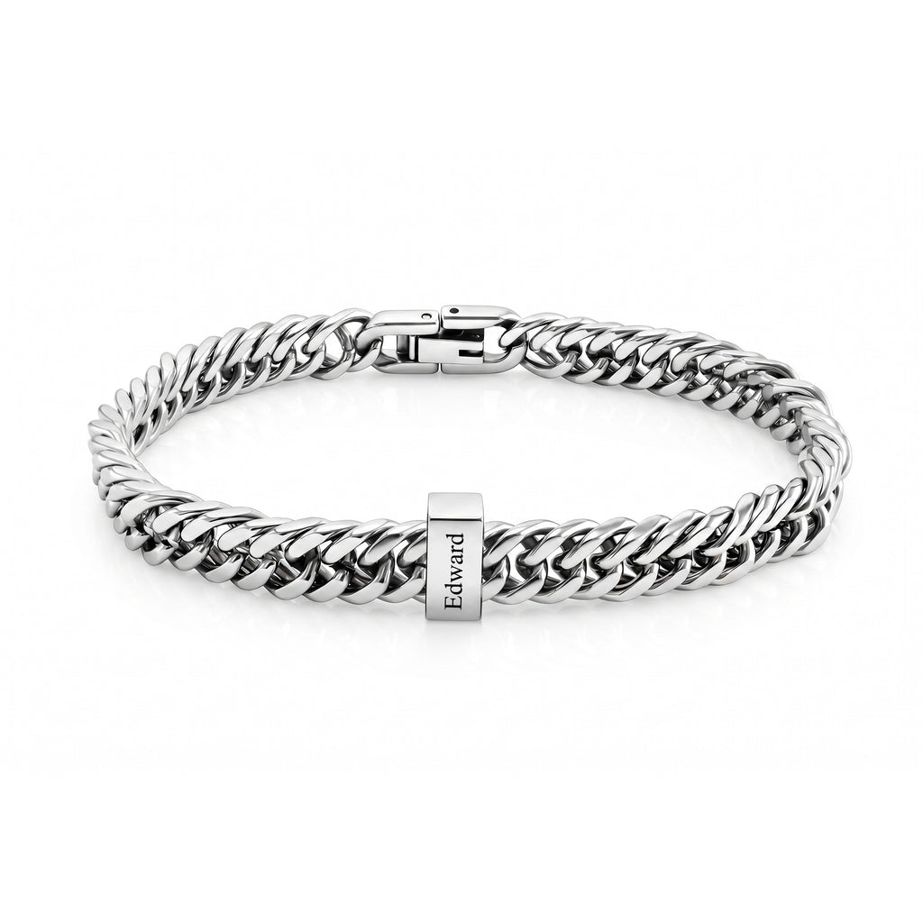 Personalized Men's Engraved Cube Bracelet