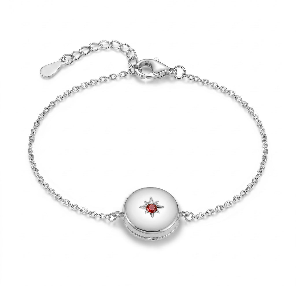 Birthstone Round Locket Pet Memorial Bracelet