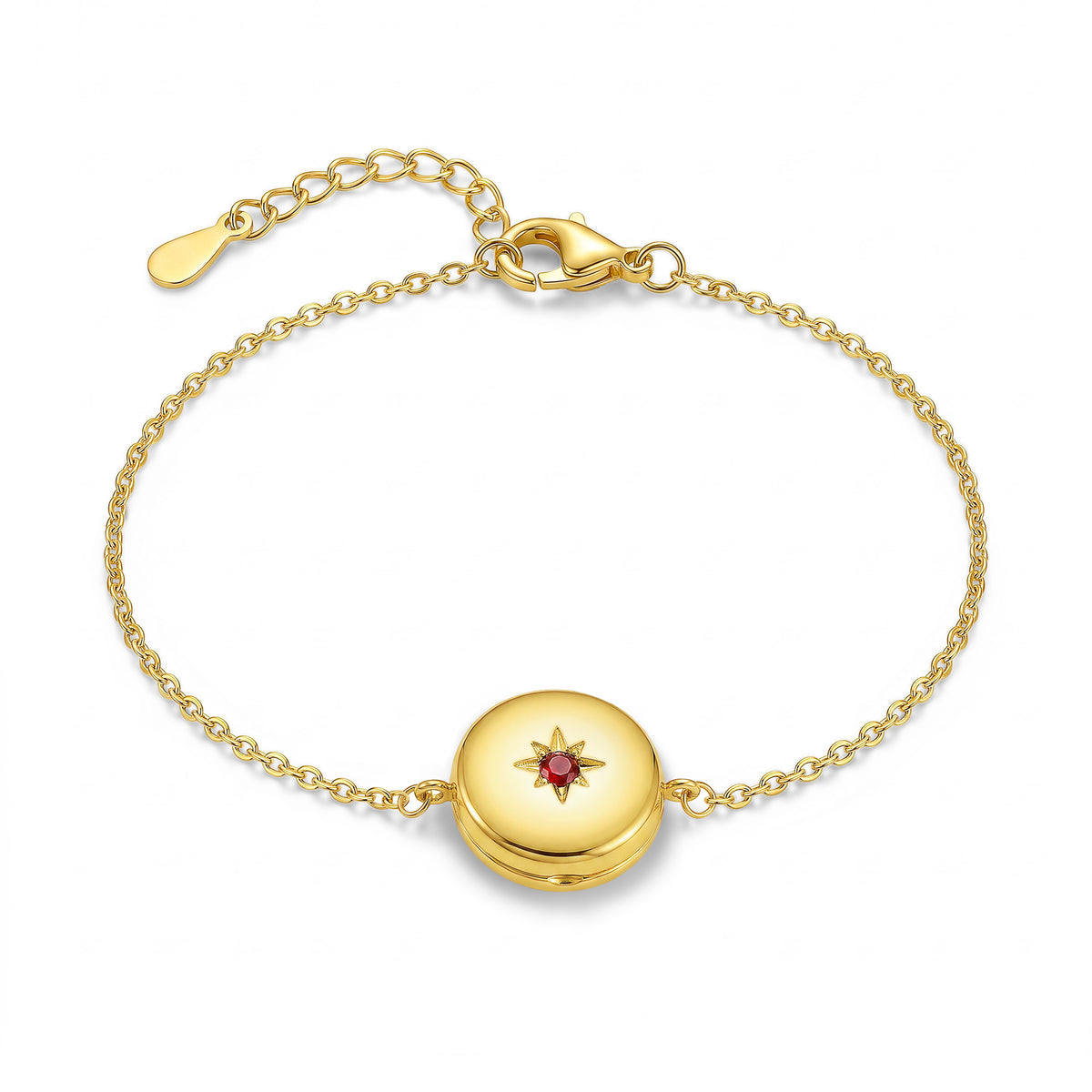 Birthstone Round Locket Pet Memorial Bracelet
