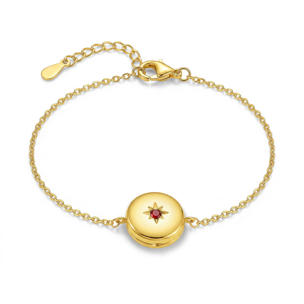Birthstone Heart Locket Pet Memorial Bracelet