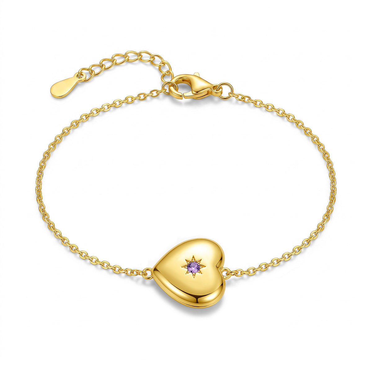 Birthstone Heart Locket Pet Memorial Bracelet