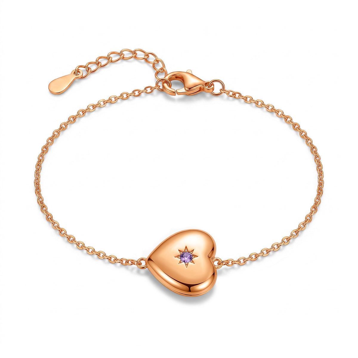 Birthstone Heart Locket Pet Memorial Bracelet