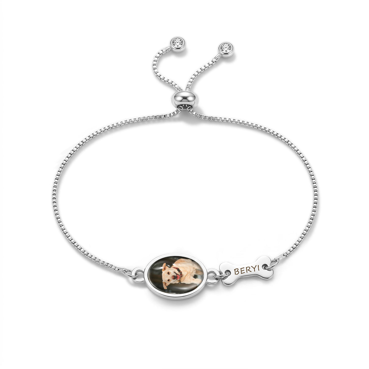 Oval Resin Photo Bracelet with Glass Dome Cab
