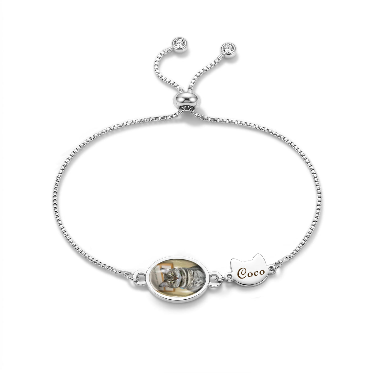 Oval Resin Photo Bracelet with Glass Dome Cab