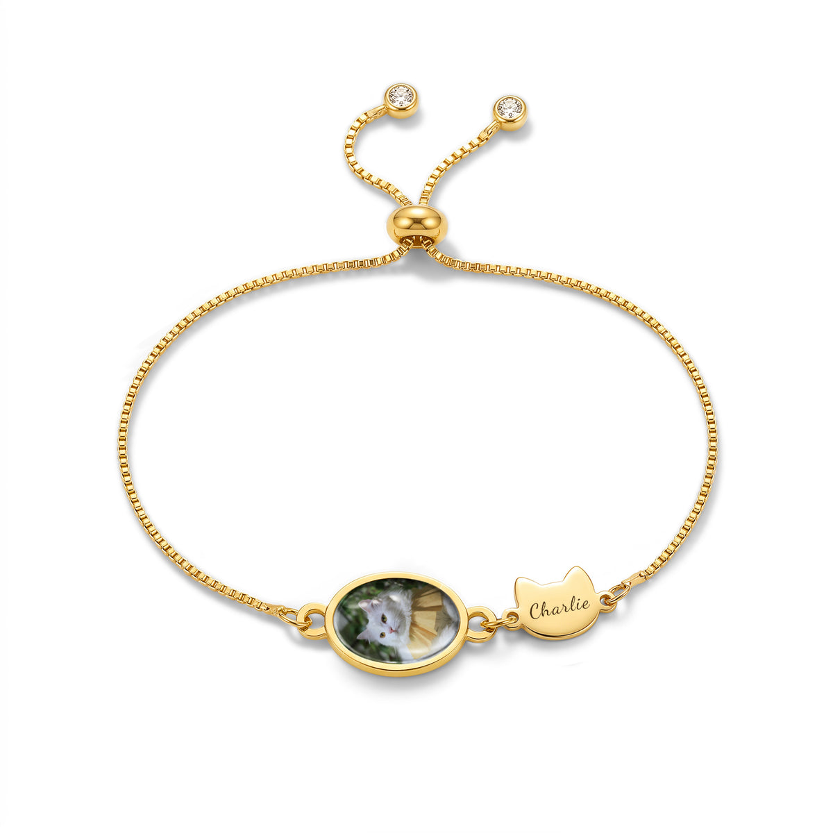 Oval Resin Photo Bracelet with Glass Dome Cab