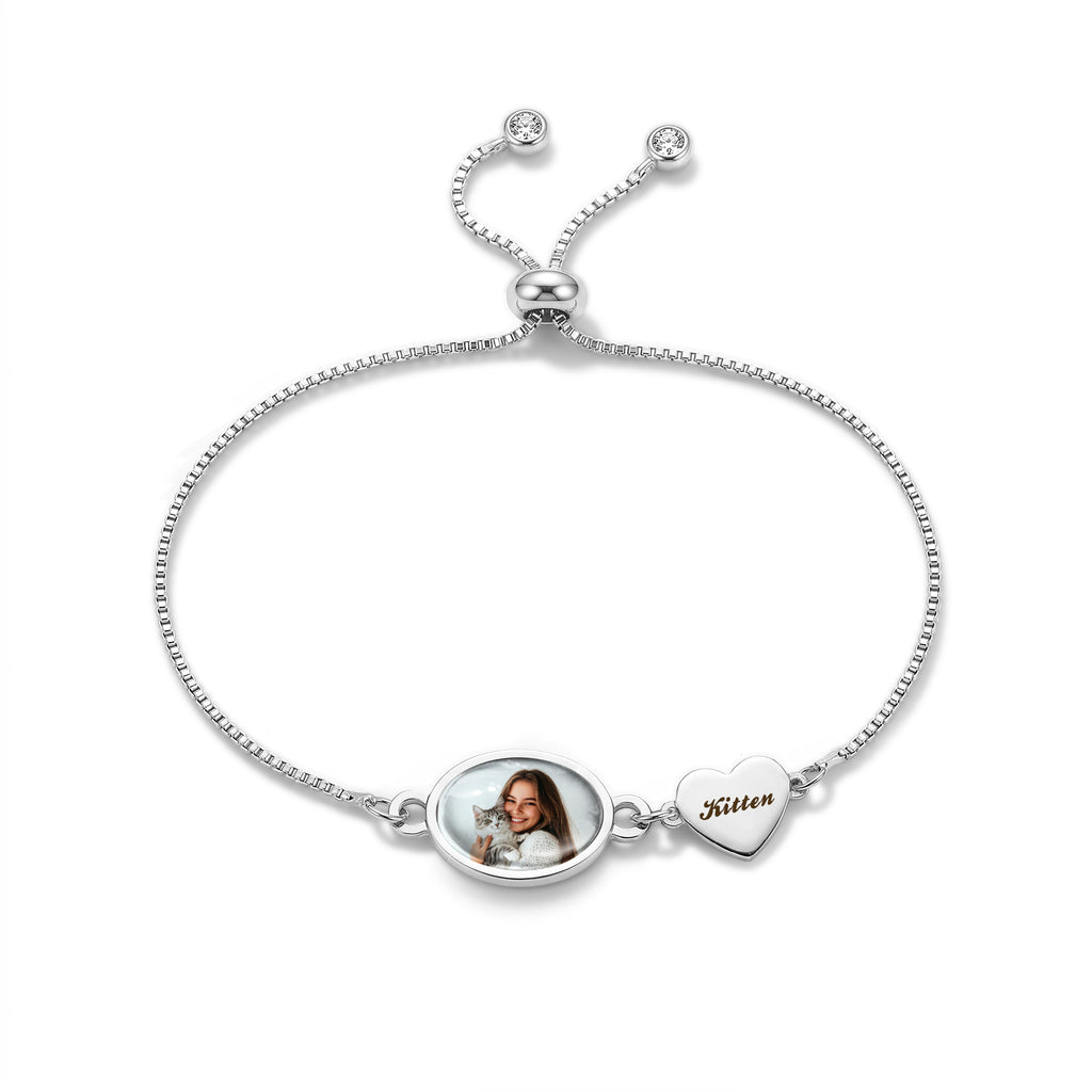Oval Resin Photo Bracelet with Glass Dome Cab