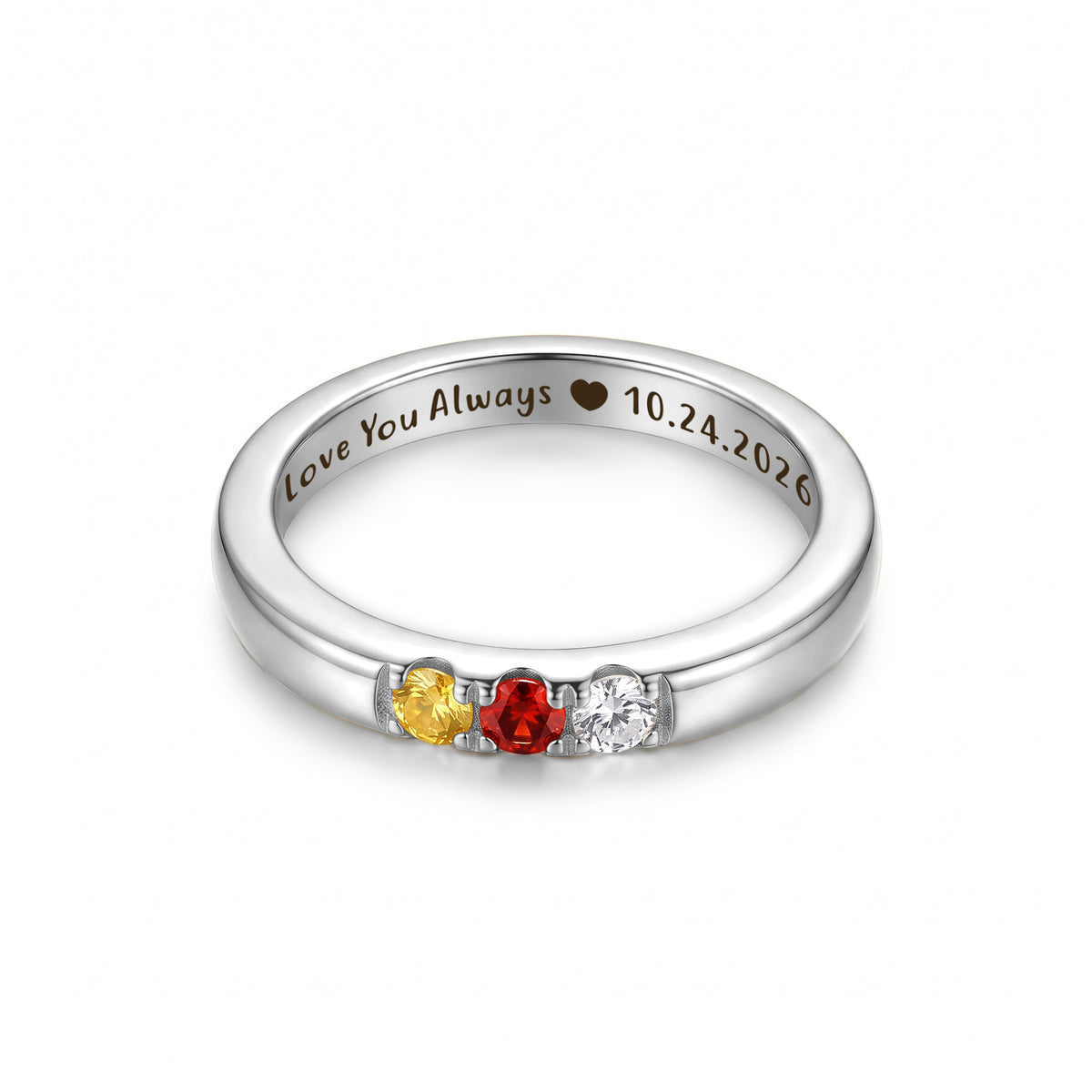 Personalized 925 Sterling Silver Birthstone Ring