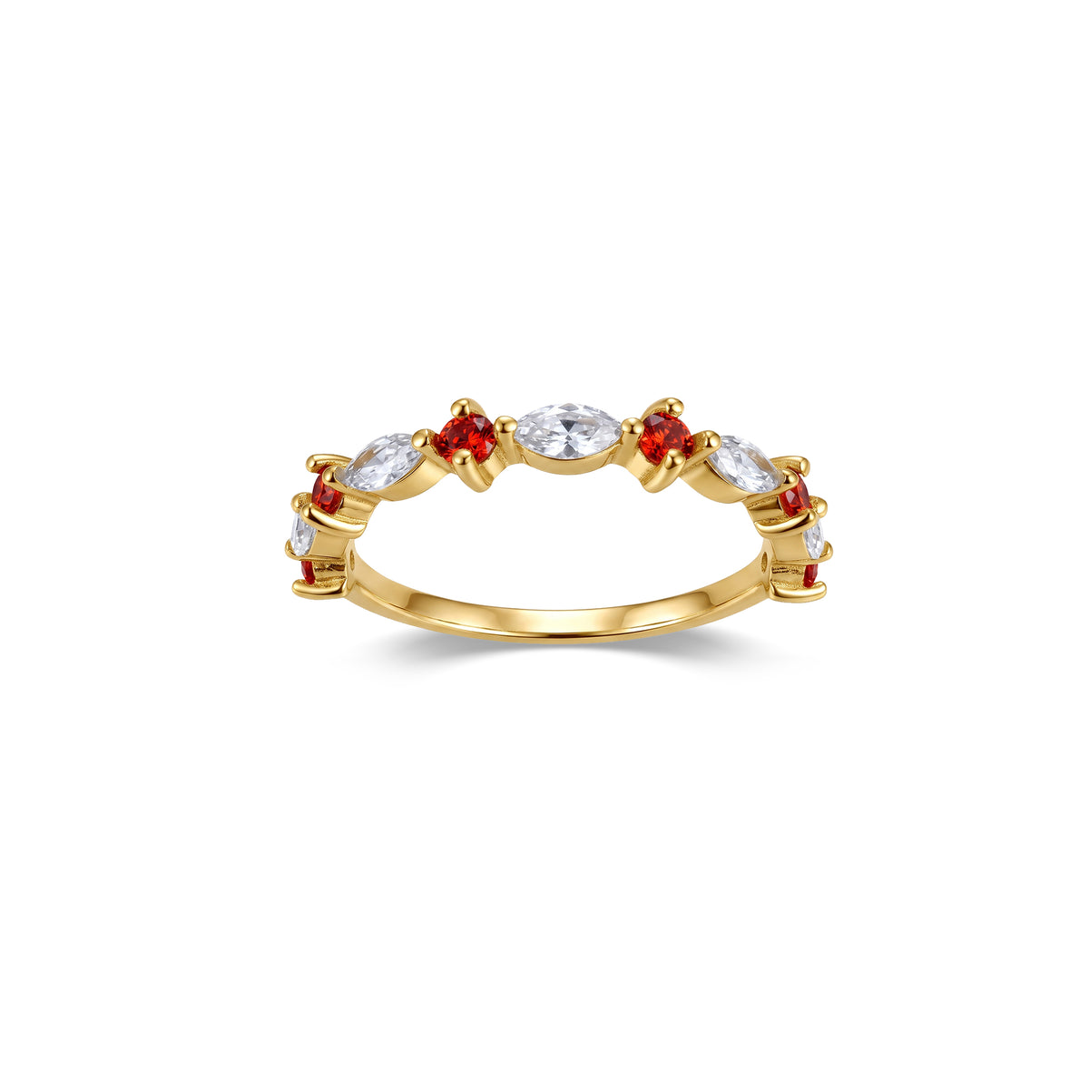 Personalized Marquise and Round Birthstone Ring
