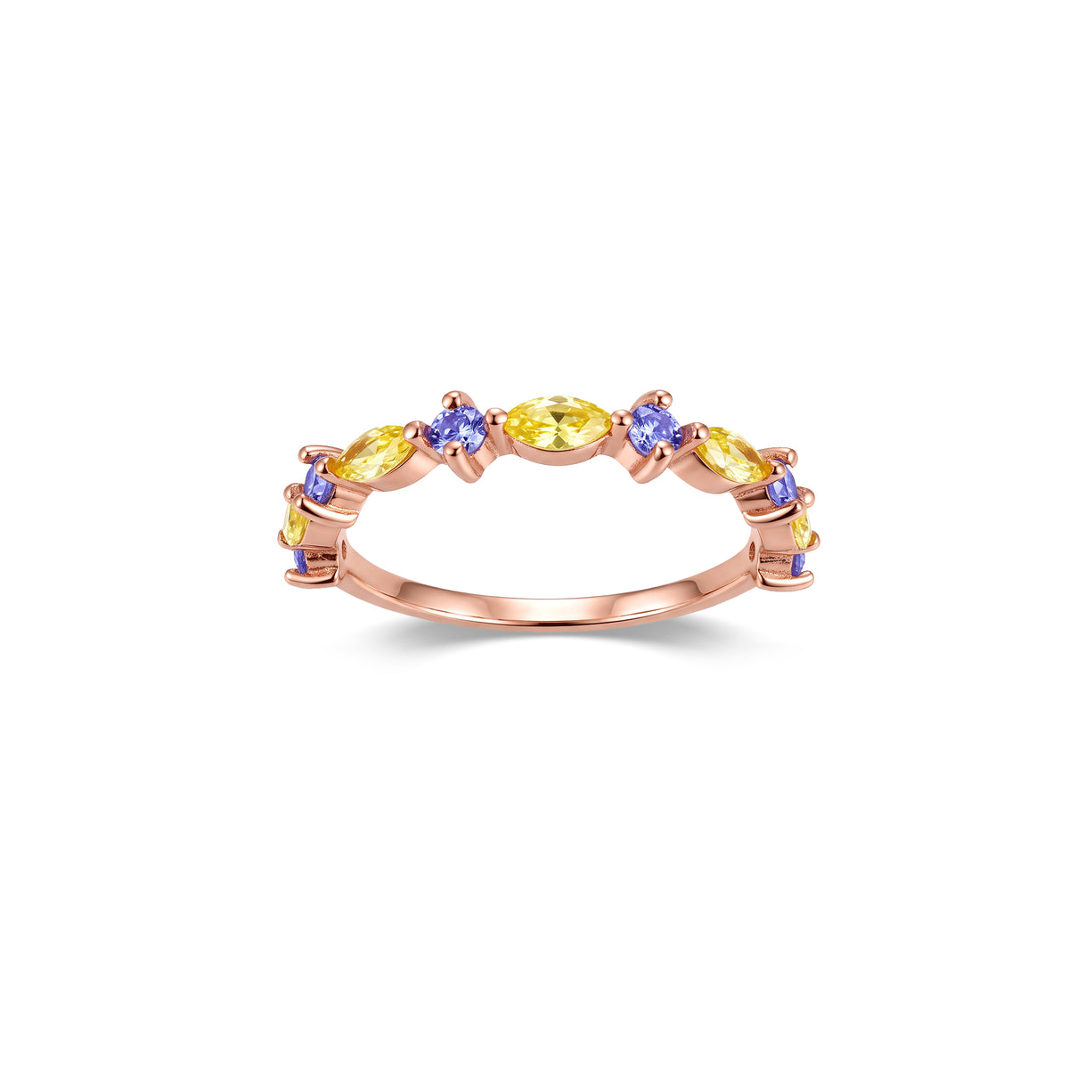 Personalized Marquise and Round Birthstone Ring