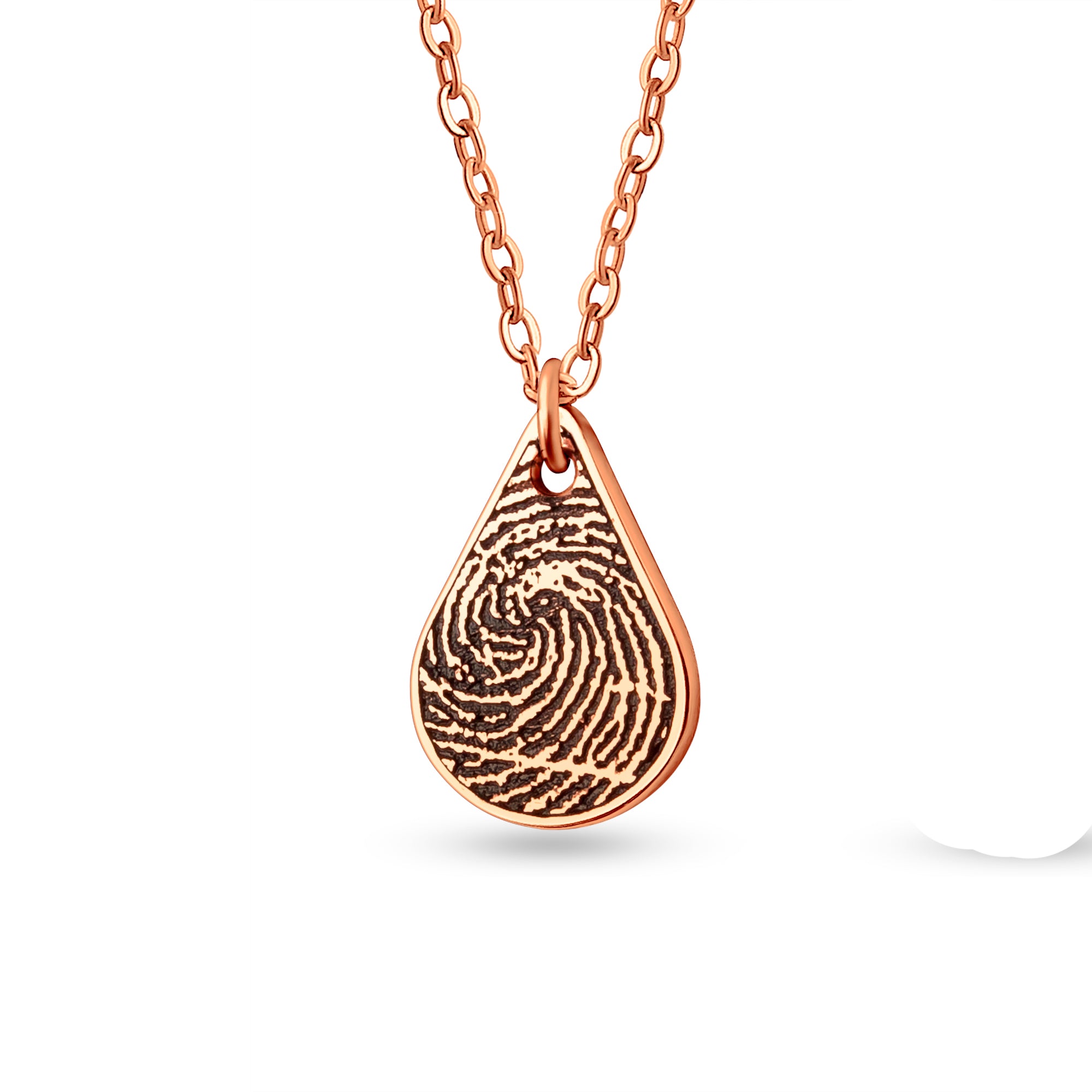 Custom Actual Fingerprint Teardrop Memorial Necklace