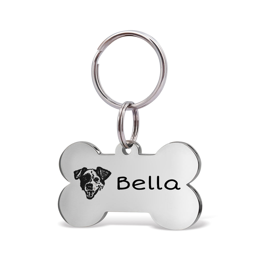 Pet Portrait Dog Bone Pet Tag
