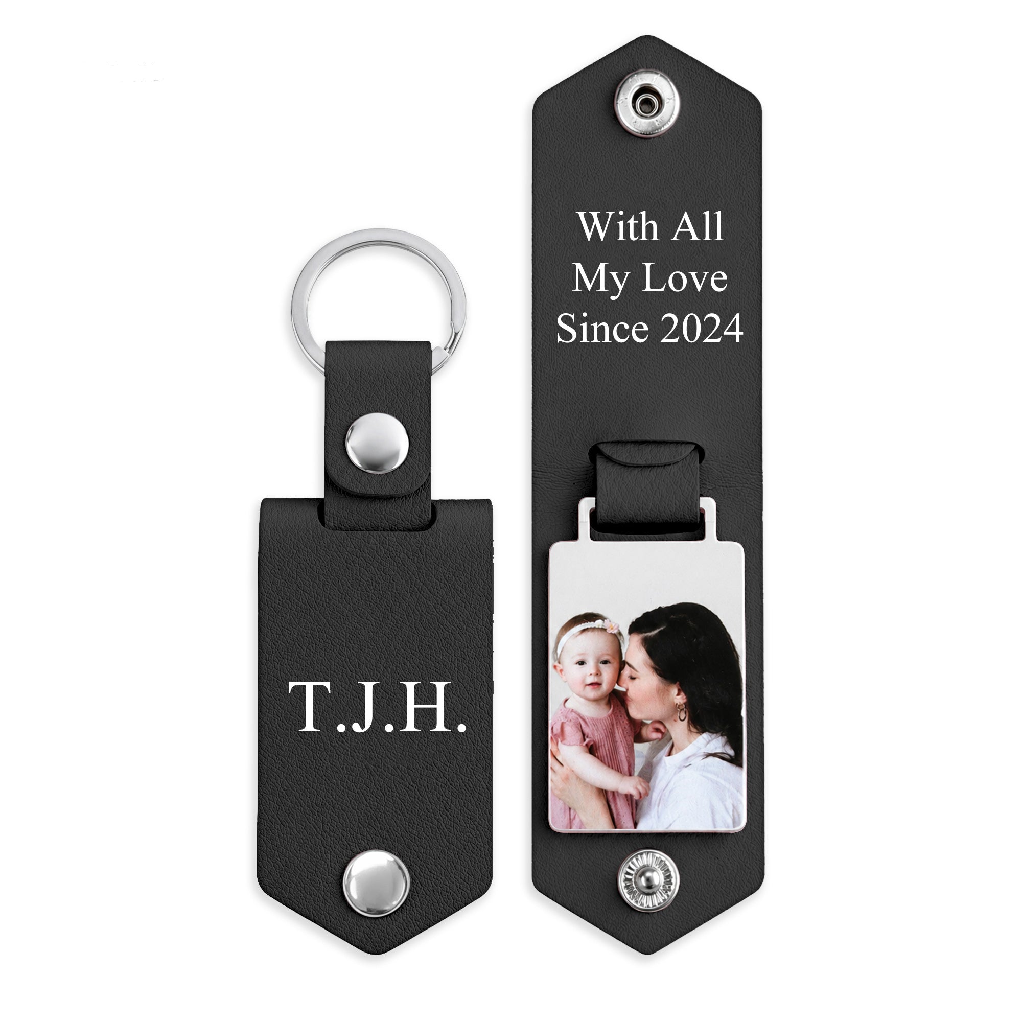 Personalized Men's Leather Photo Keychain