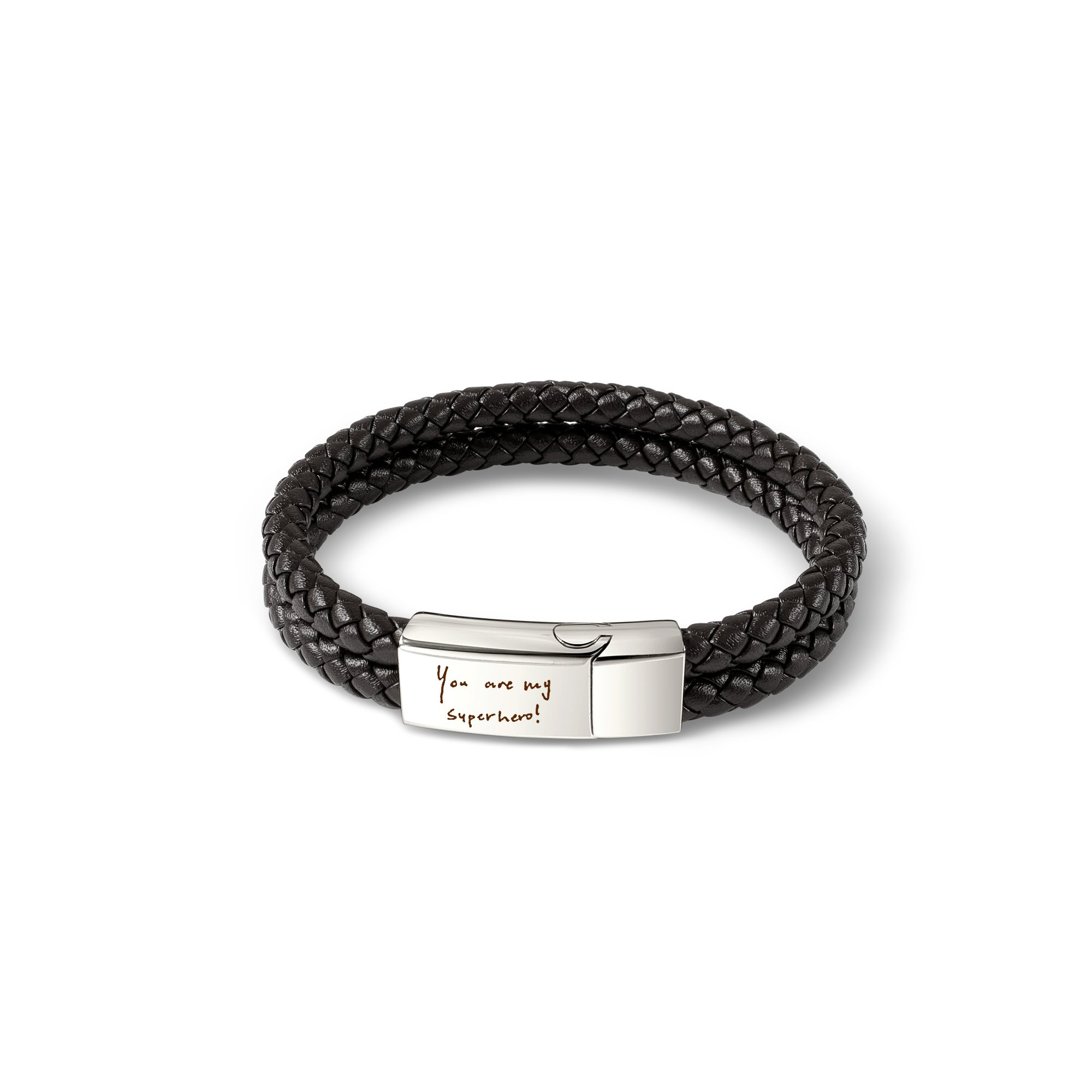 Custom Handwriting Engraving Double Strap Leather Bracelet