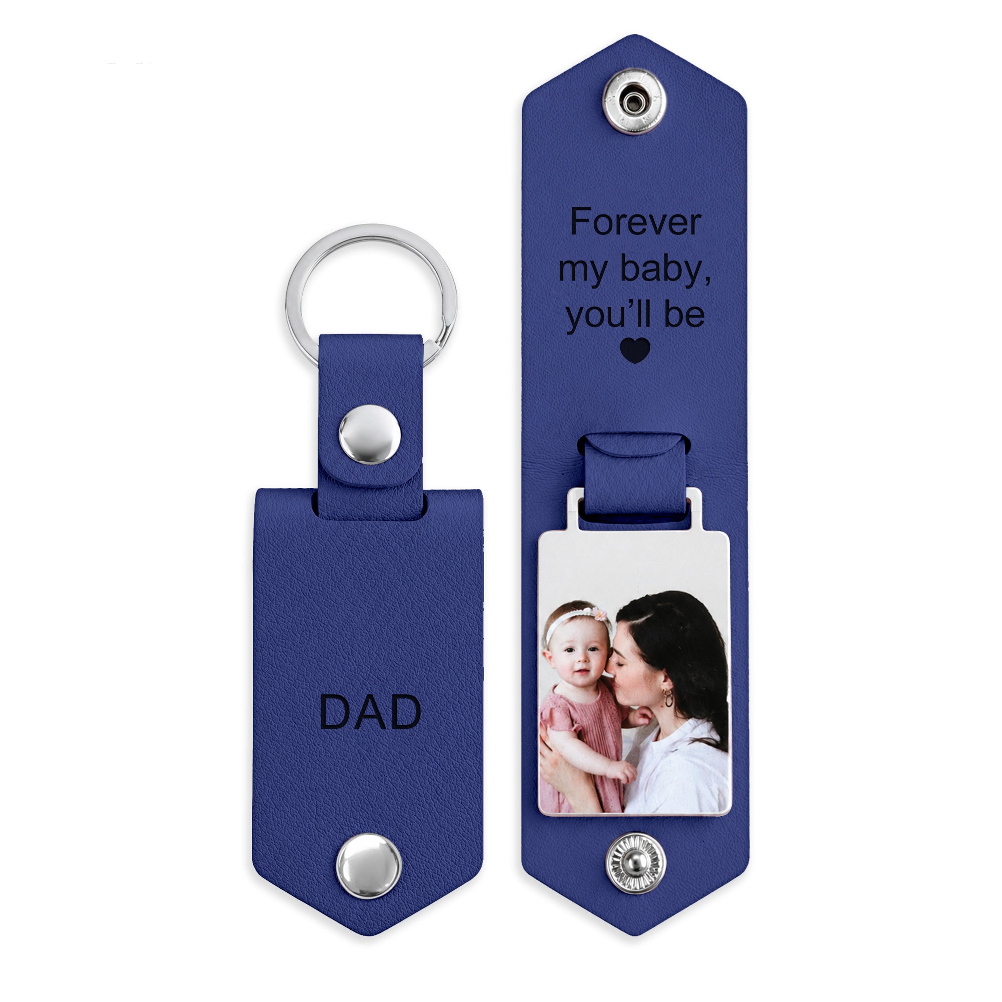 Personalized Men's Leather Photo Keychain