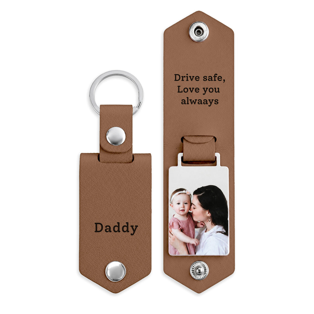 Personalized Men's Leather Photo Keychain