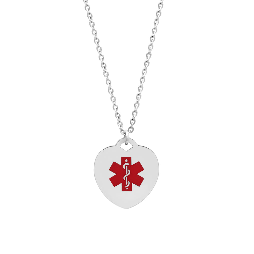 Heart Medical Alert ID Necklace