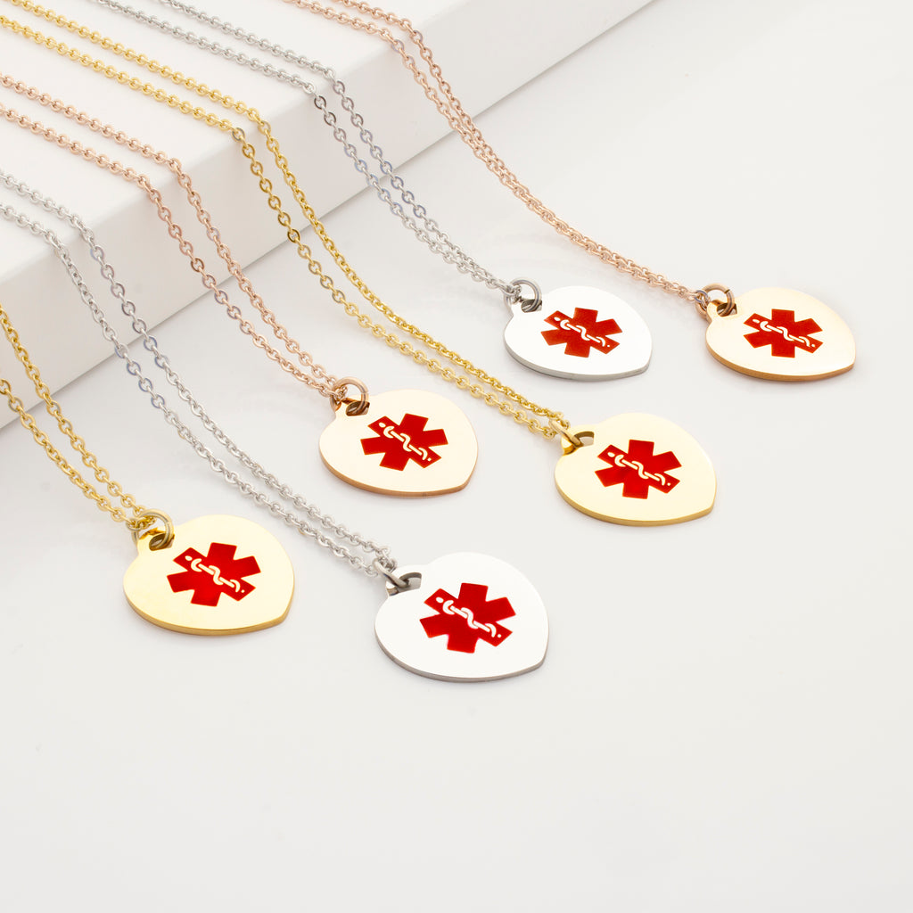 Heart Medical Alert ID Necklace