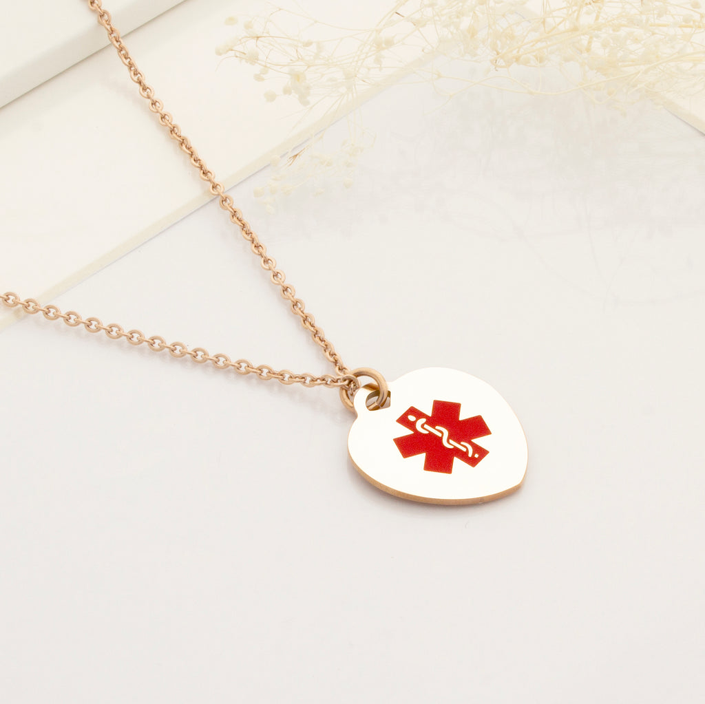 Heart Medical Alert ID Necklace