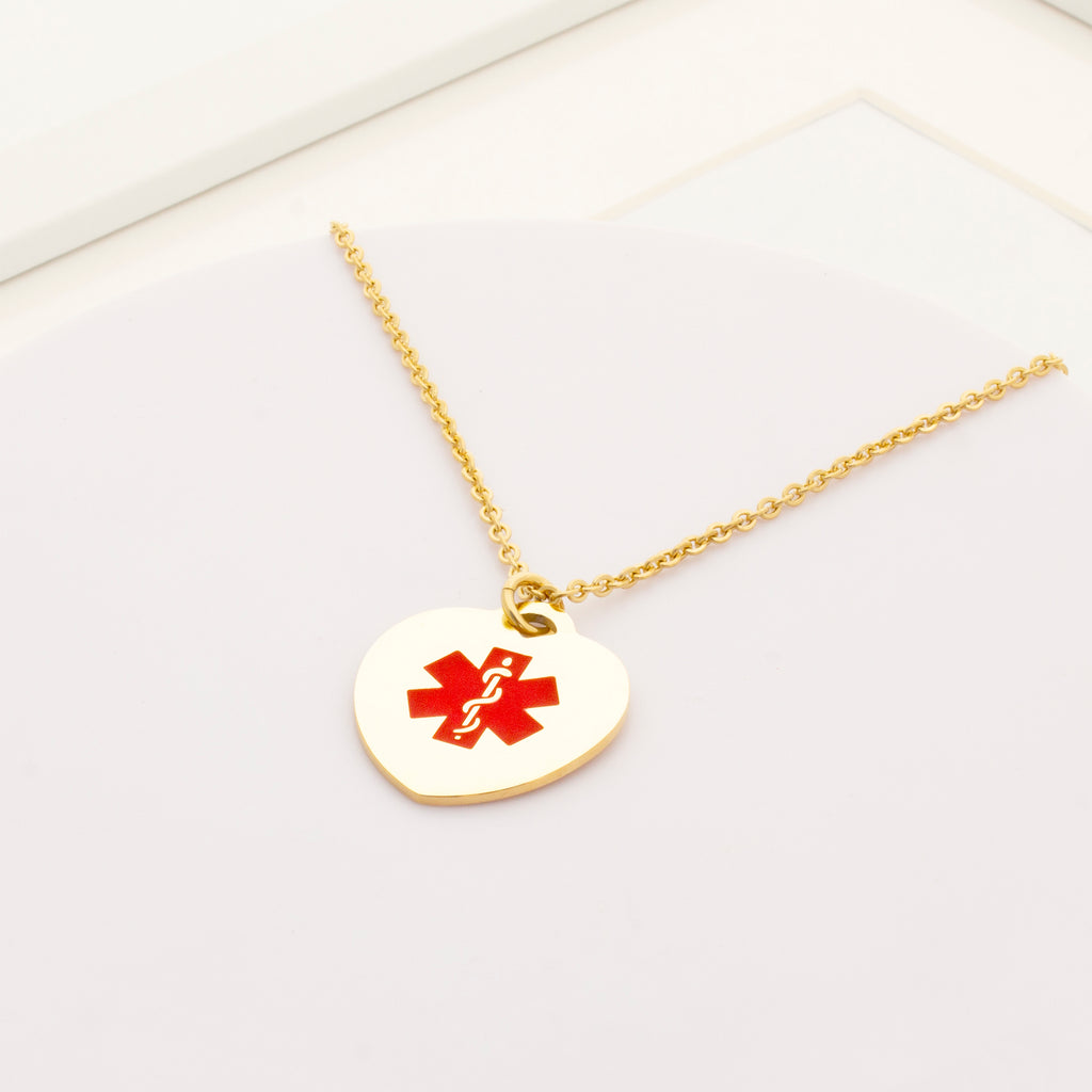 Heart Medical Alert ID Necklace