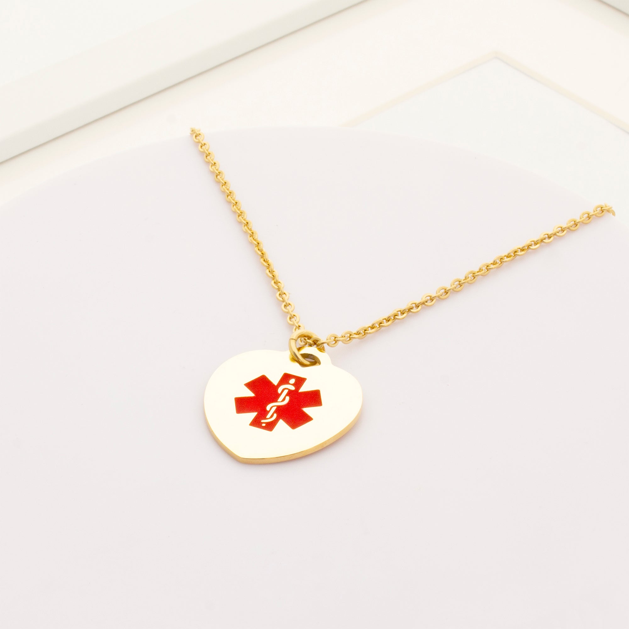Heart Medical Alert ID Necklace