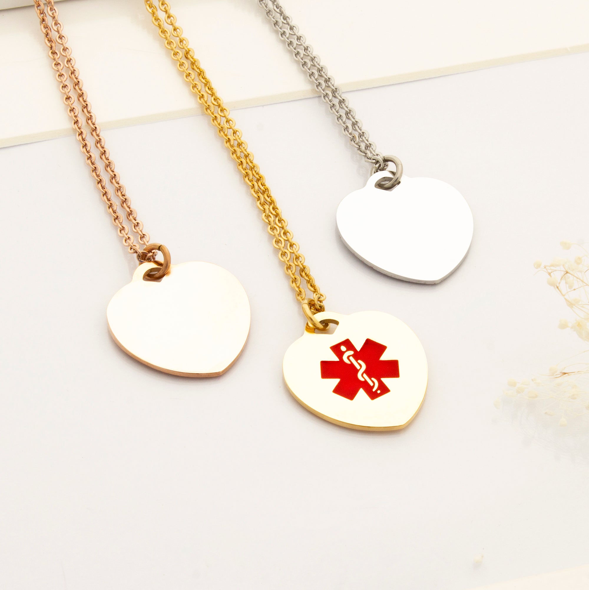 Heart Medical Alert ID Necklace