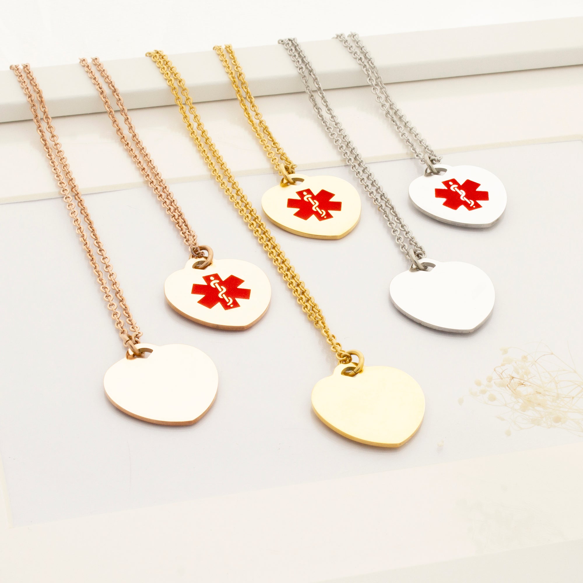 Heart Medical Alert ID Necklace
