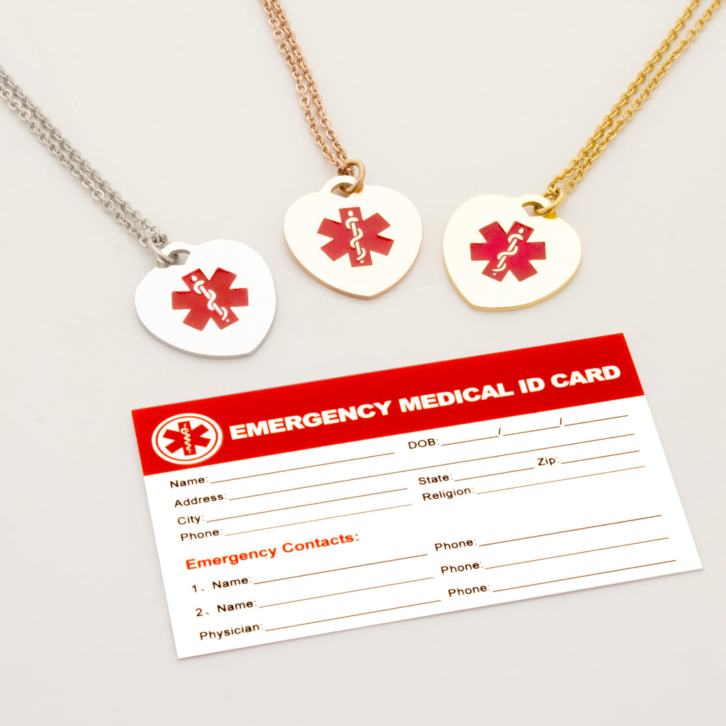 Heart Medical Alert ID Necklace