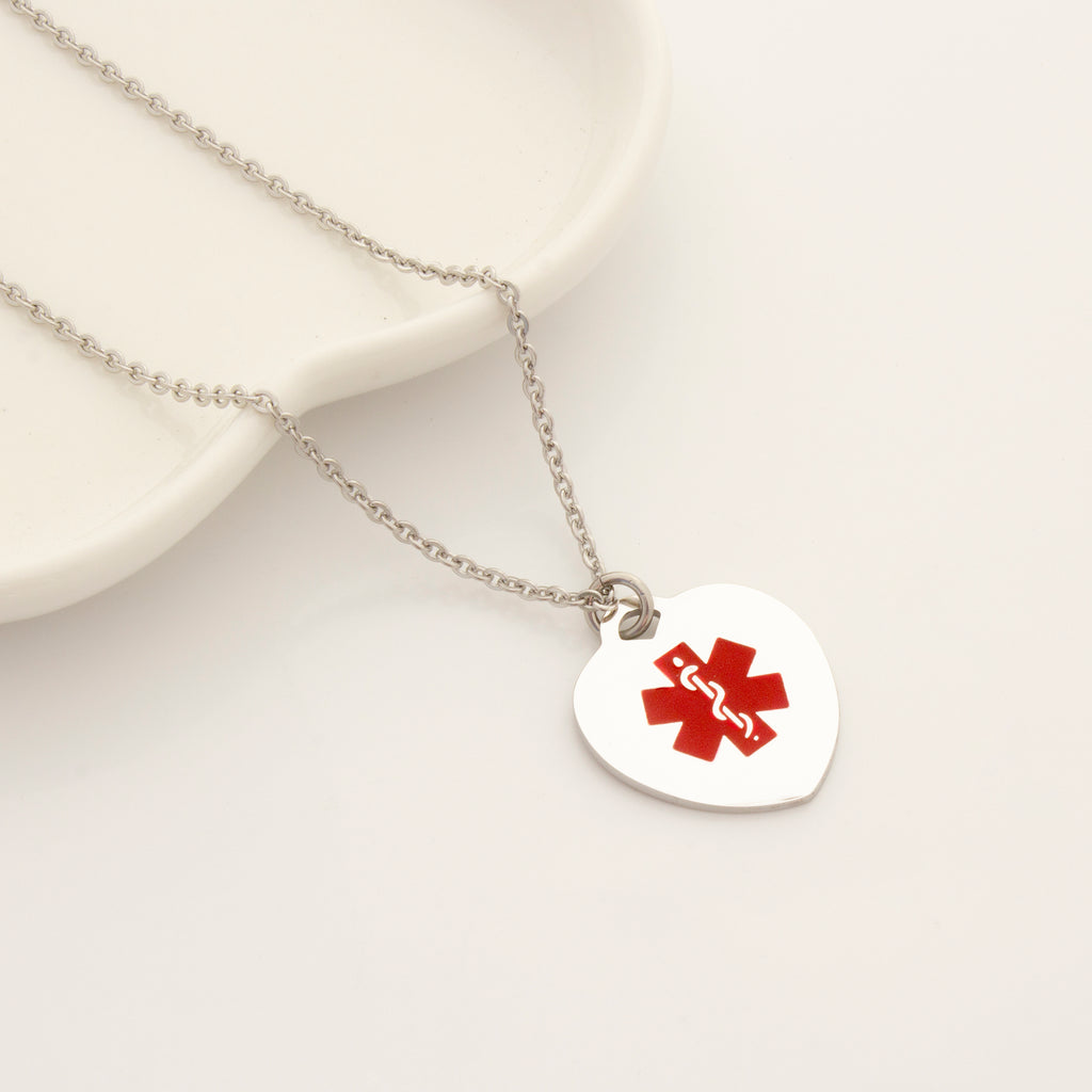 Heart Medical Alert ID Necklace