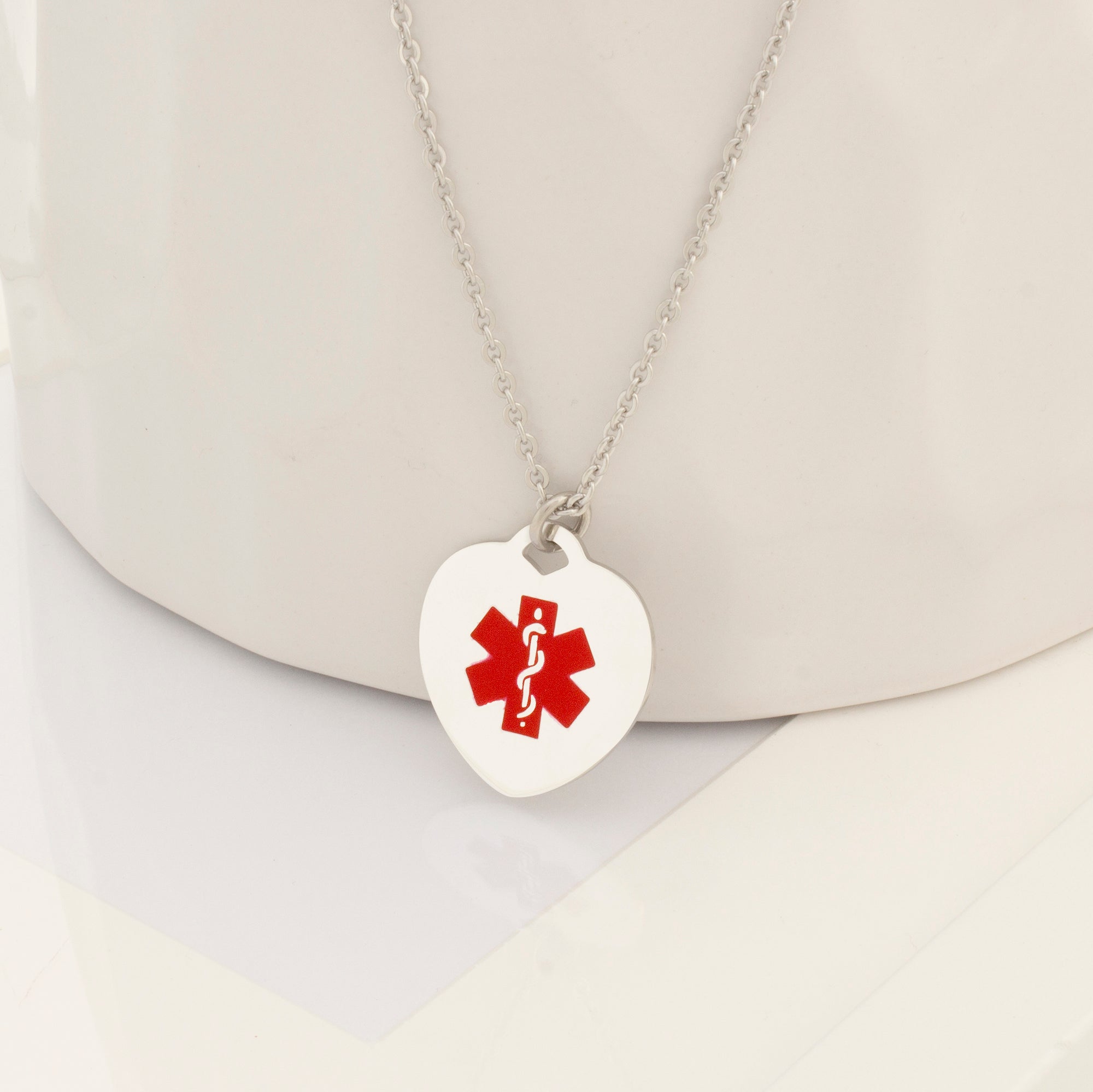 Heart Medical Alert ID Necklace