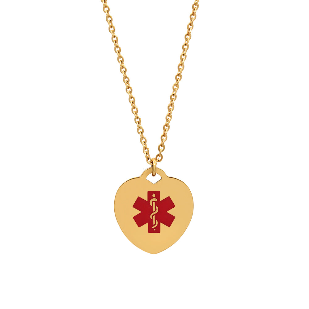 Heart Medical Alert ID Necklace