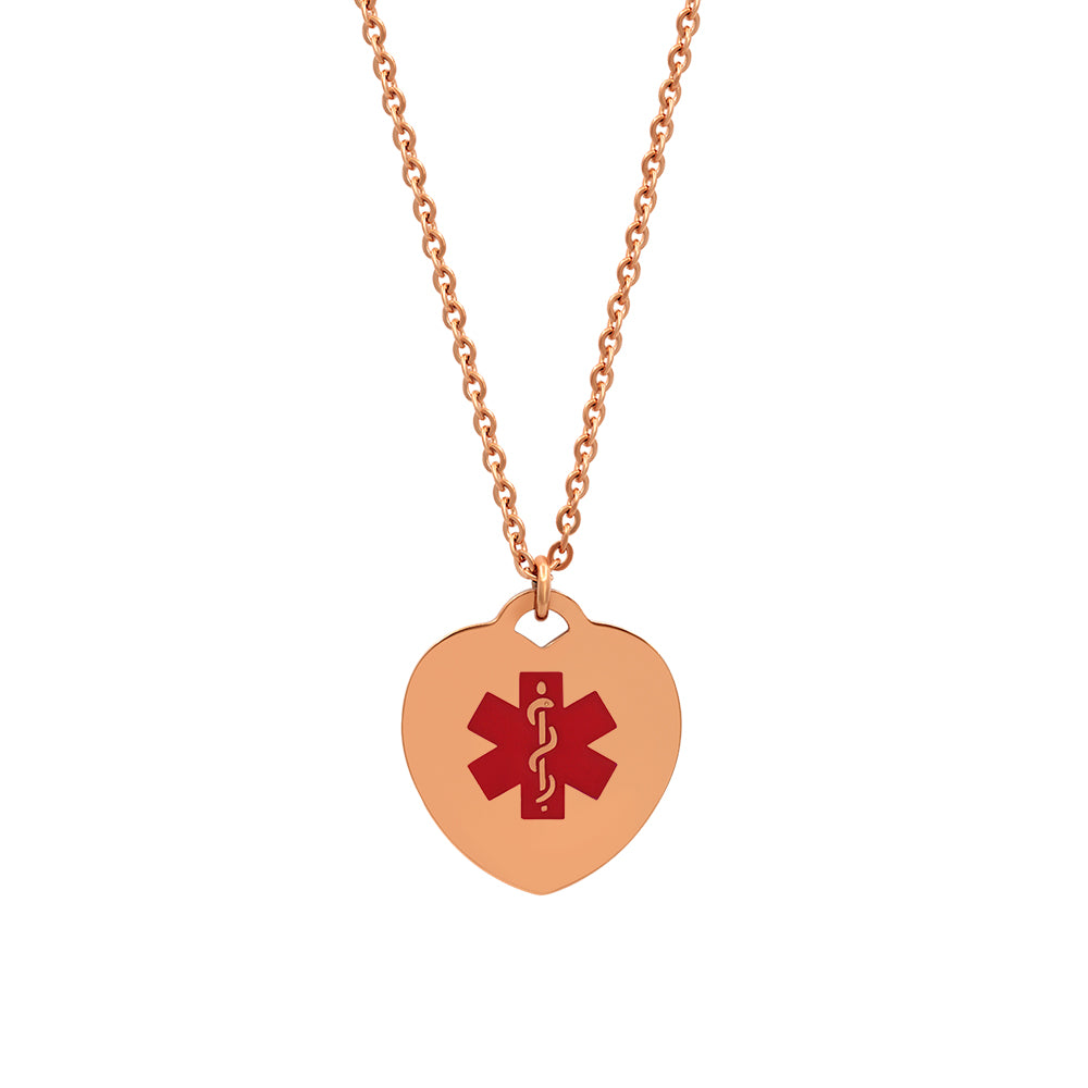 Heart Medical Alert ID Necklace
