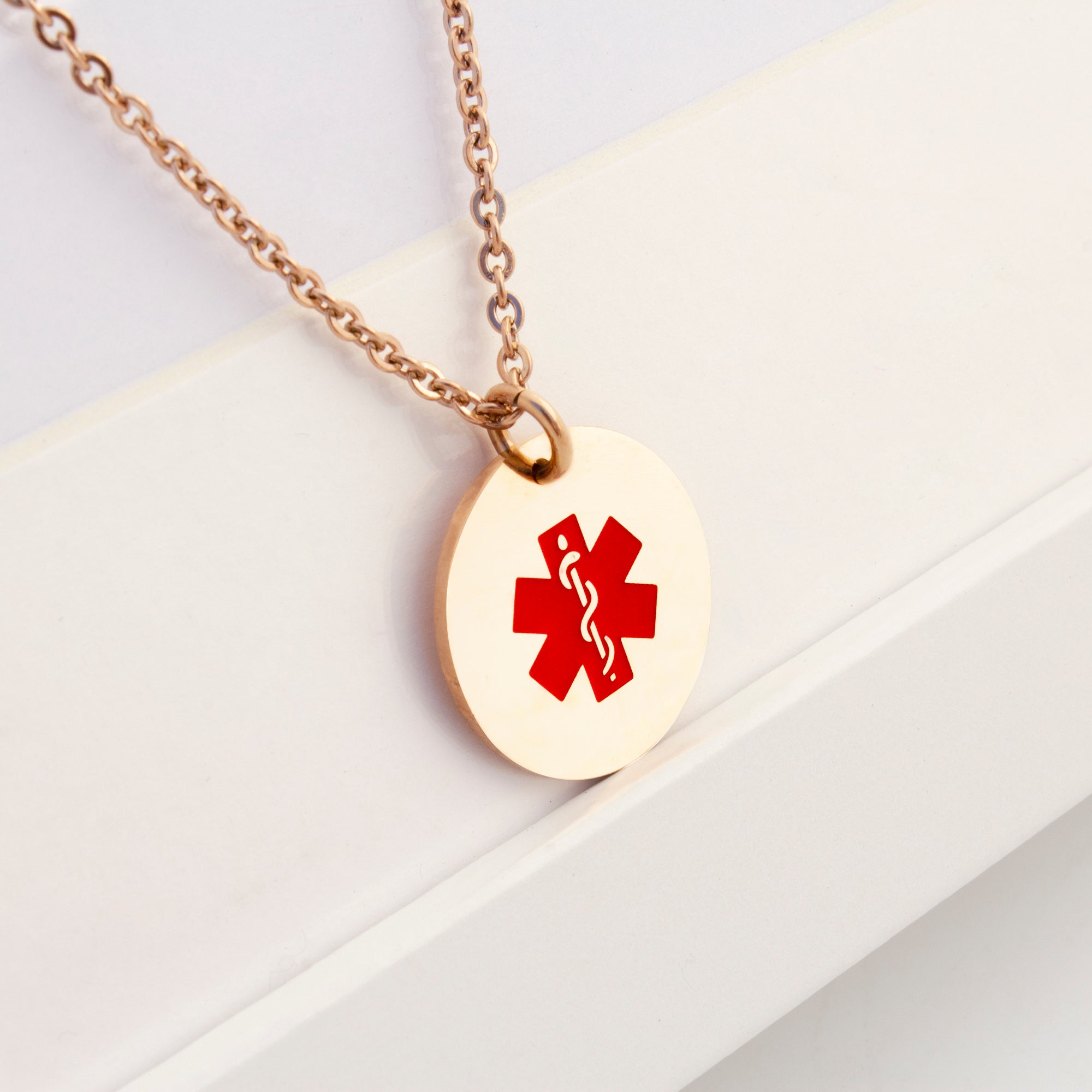 Round Medical ID Alert Necklace with Medical Card