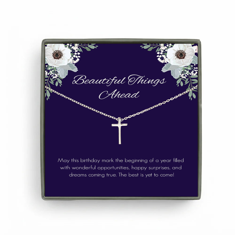 Custom Cross Necklace with Purple Card Necklace