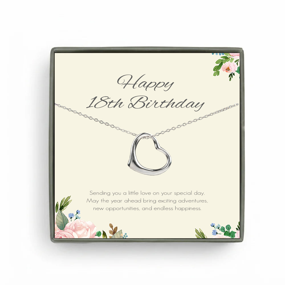 Custom Dangling Heart Necklace with White Floral Card Necklace