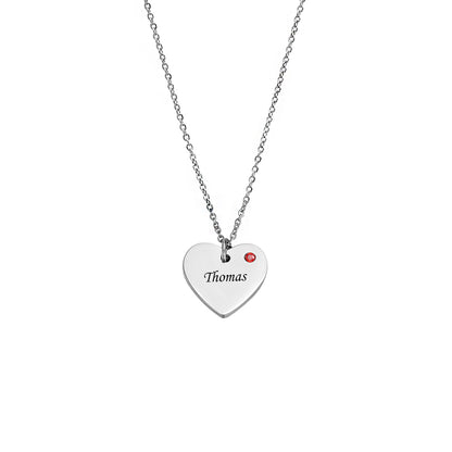 Personalized Birthstone Heart Necklace