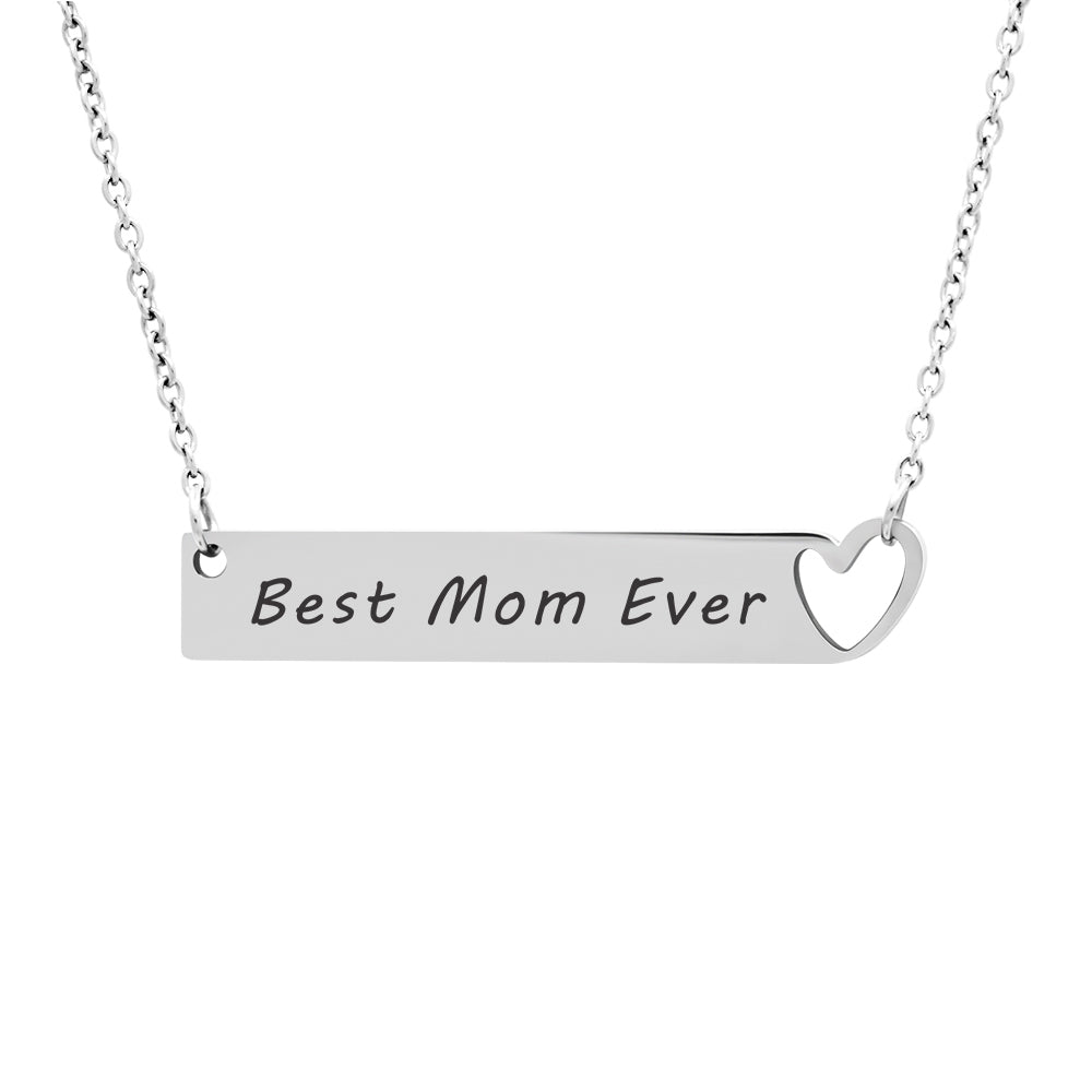 Best Mom Ever Heart Bar Necklace