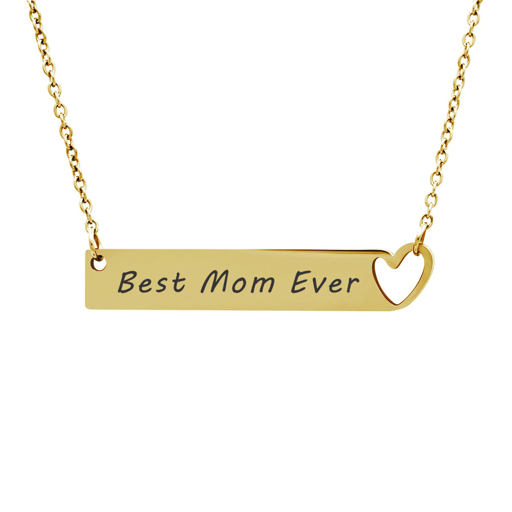 Best Mom Ever Heart Bar Necklace