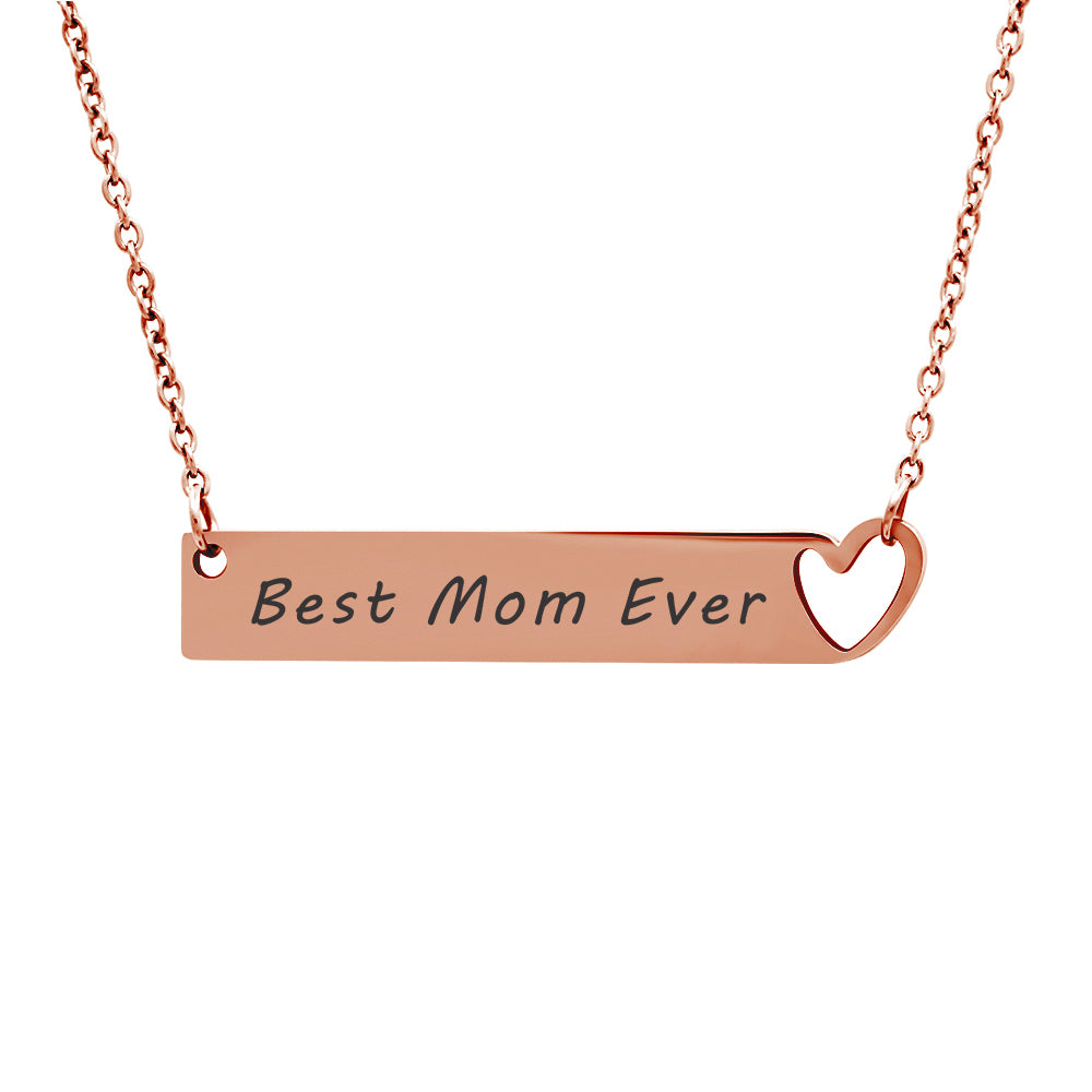 Best Mom Ever Heart Bar Necklace