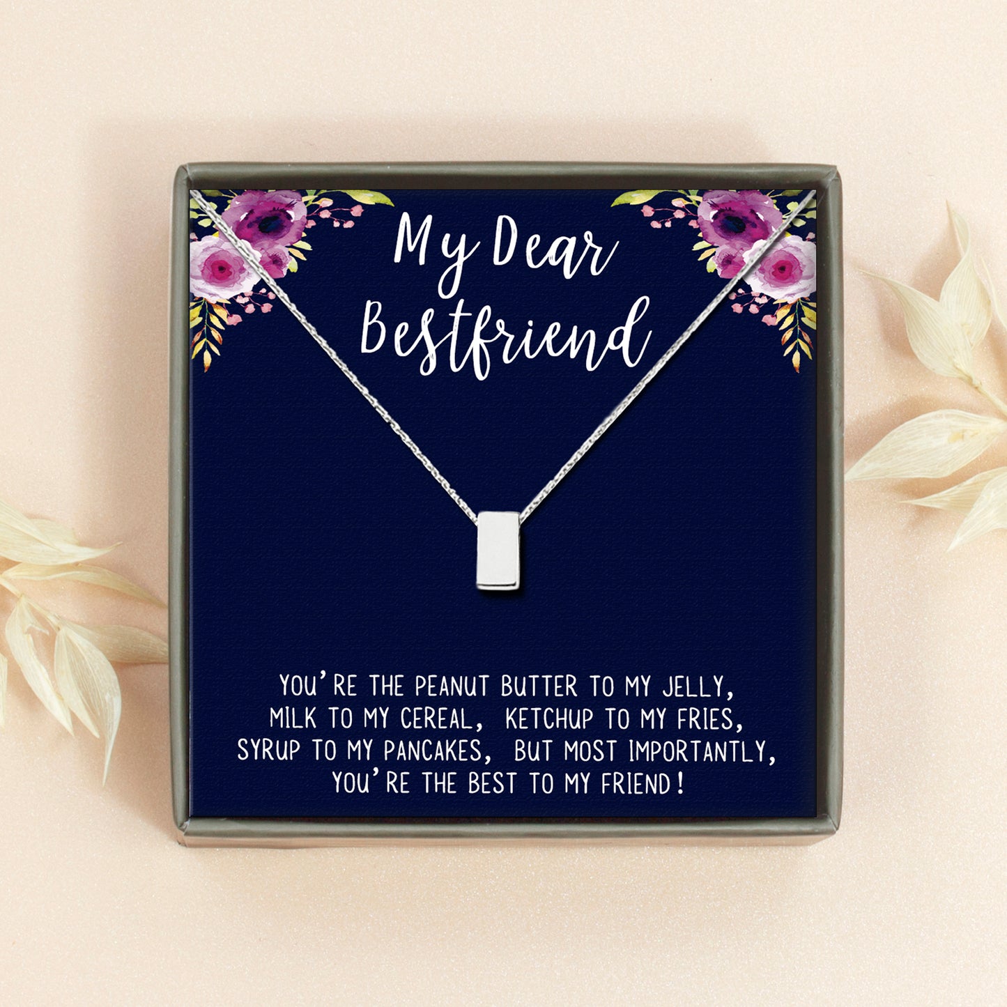 "My Dear Best Friend" Card and Cube Necklace